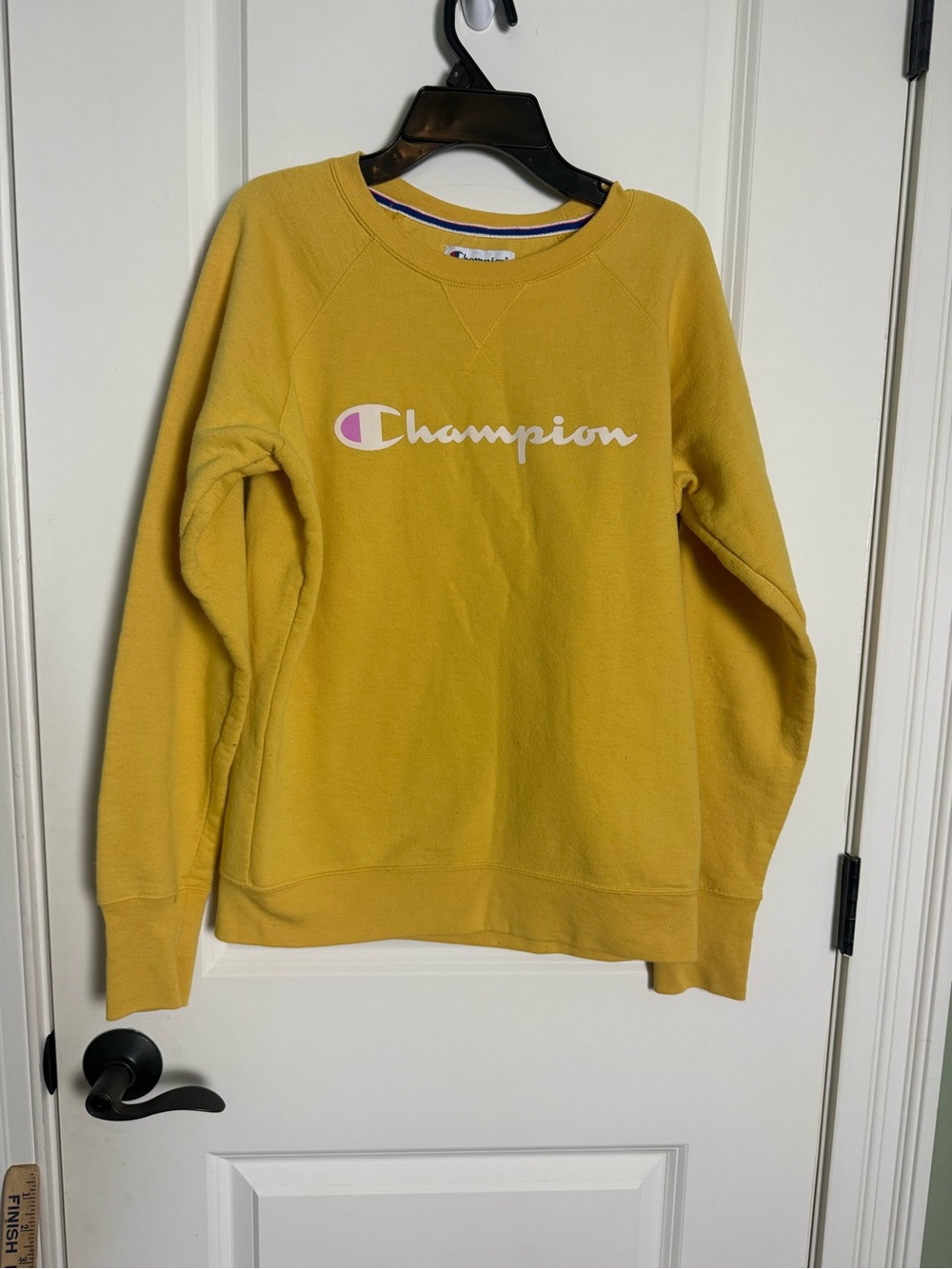 Champion Women’s Mustard Yellow Crewneck Sweatshirt with Logo